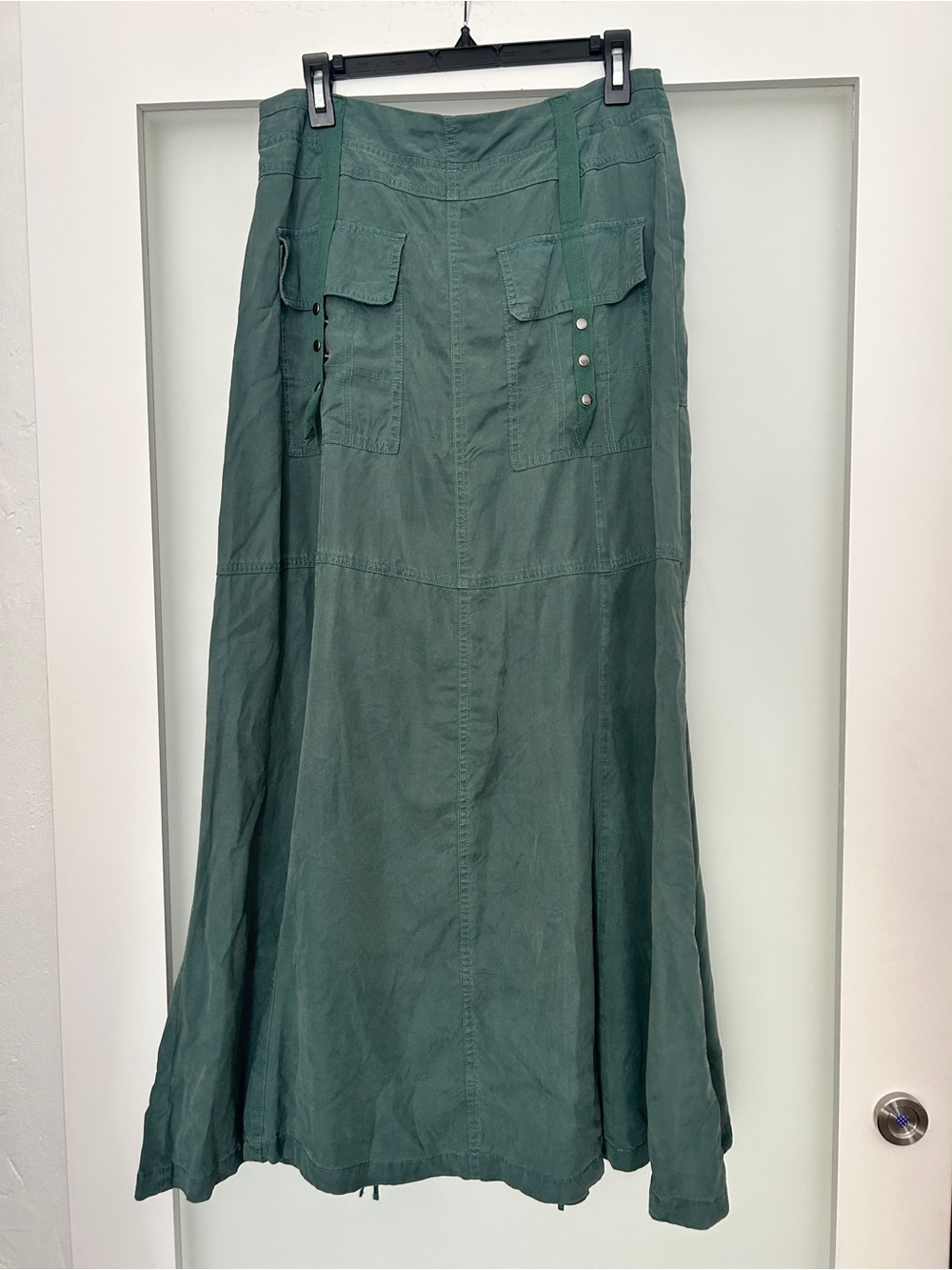 free people green cargo what you waiting for maxi skirt forest pine 12 - Picture 6 of 9